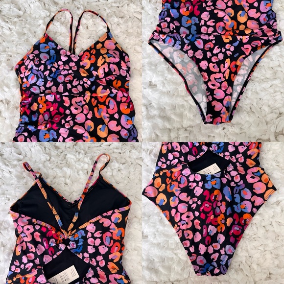 NWT Multicolored Leopard Print O-Ring One Piece Swimsuit SIZE LARGE - Picture 17 of 17